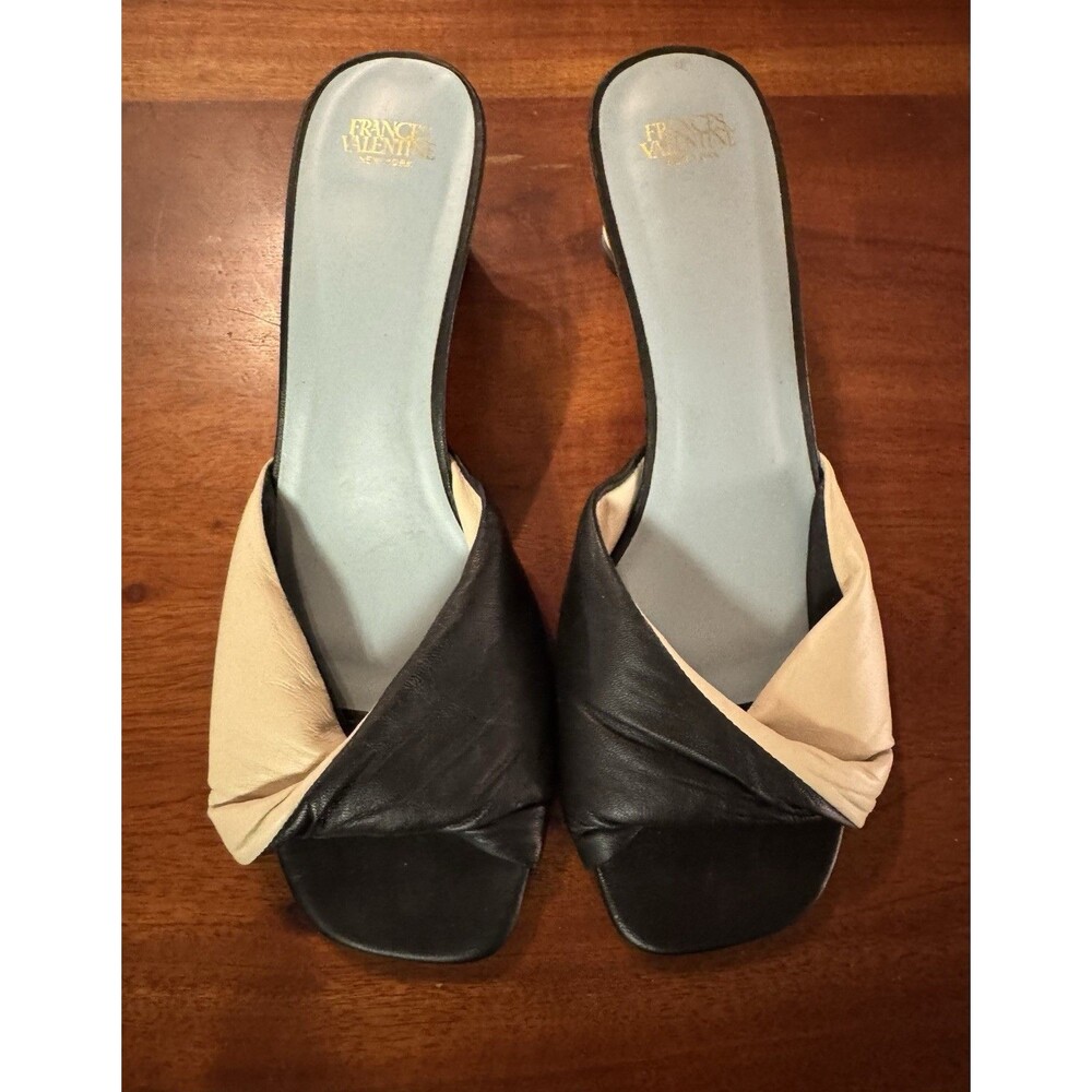 Frances Valentine Farah Kickball Heel Mules Twitsted Nappa Leather Slides 8B